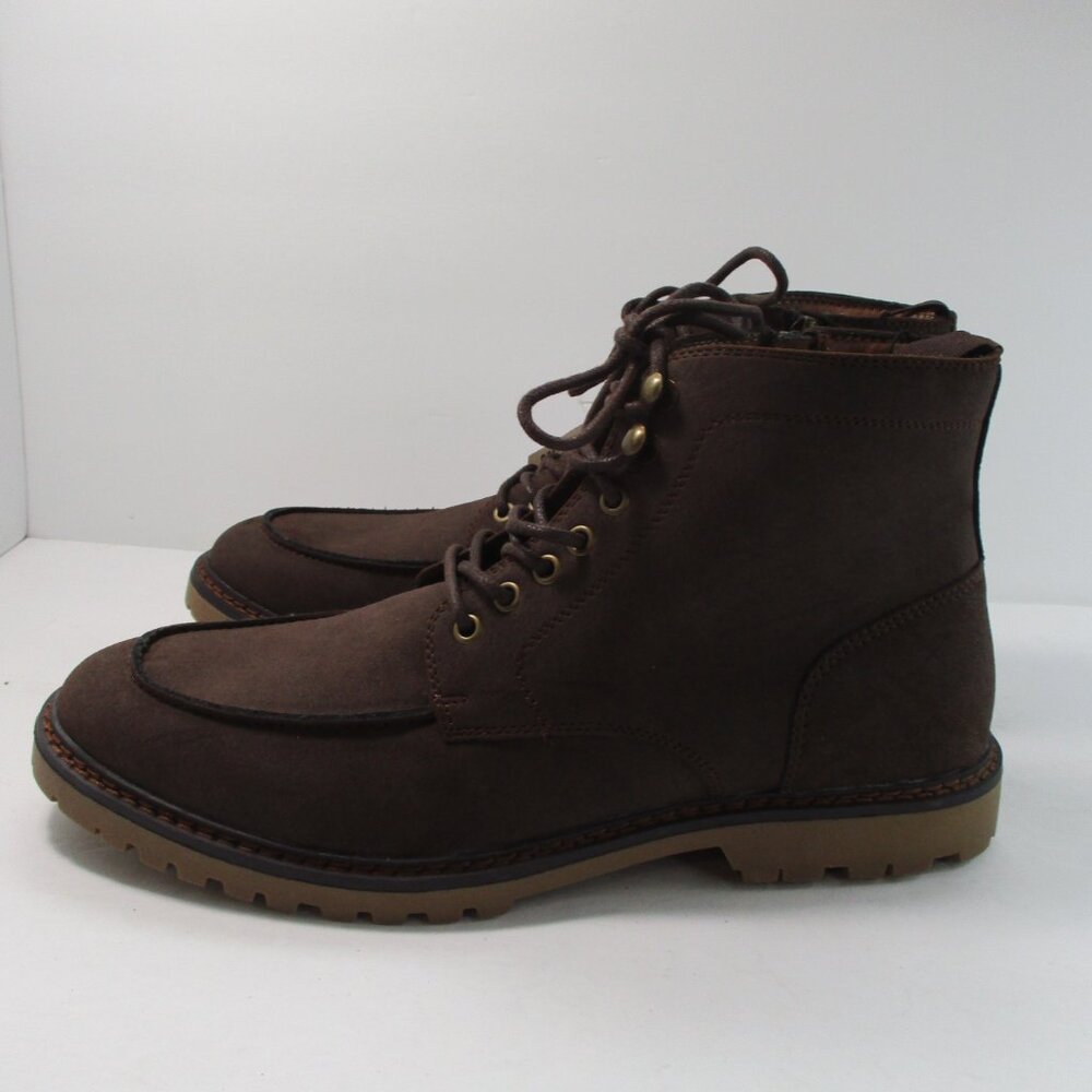 Madden Steve Madden Brycee Lug Sole Boot Mens 12 Brown Side Zipper Faux Suede